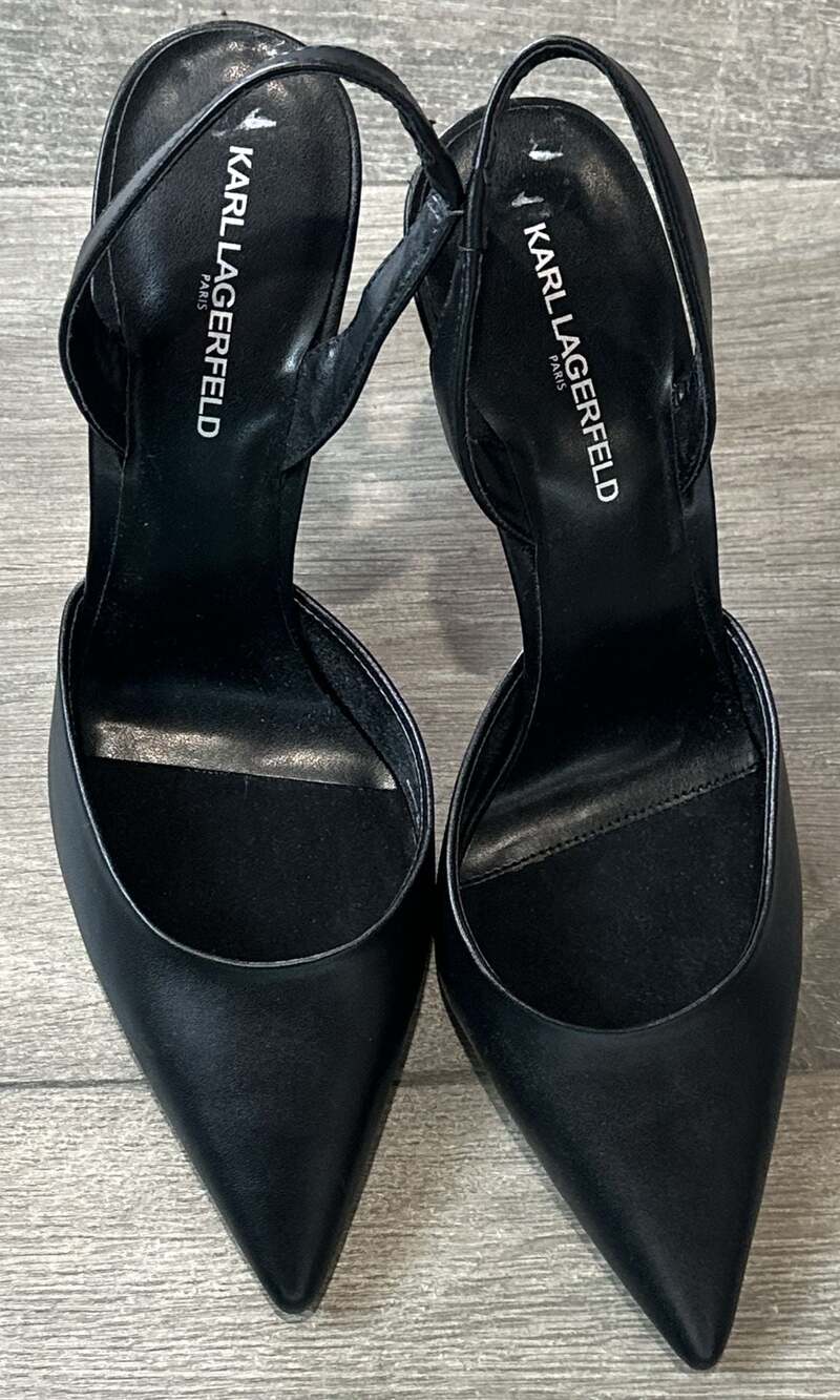 Karl Lagerfeld Paris Women's Caslynn Slingback Pump with Rhinestone Heel